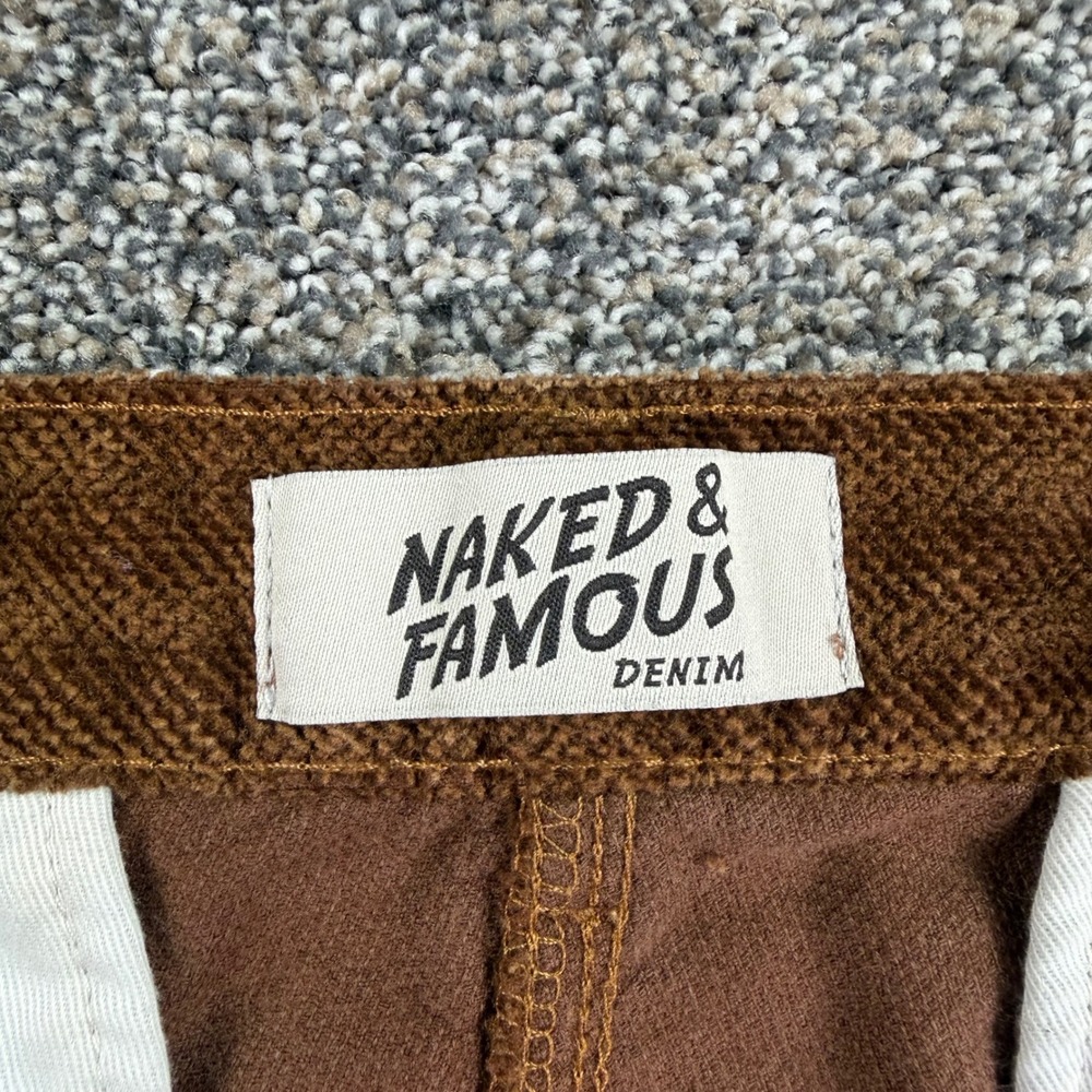Naked & Famous Tapered Chino Heavy Velvet Twill Men 28 Brown Japanese Fabric - Picture 6 of 13